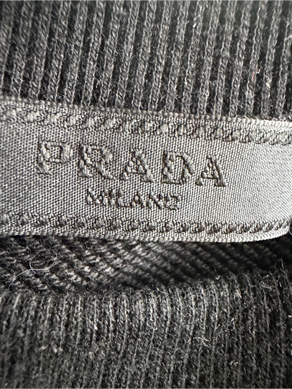 Prada Black Crewneck Sweatshirt with Light Blue Logo - Picture 2 of 2